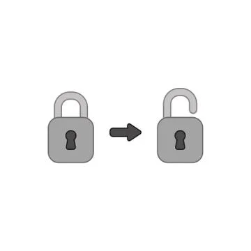 Vector icon concept of two padlock, closed and opened. Stock Illustration