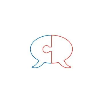 Vector icon concept of two part puzzle pieces speech bubbles connected. Stock Illustration