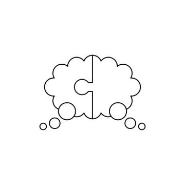 Vector icon concept of two pieces jigsaw puzzle thought bubble. Black outline Illustrazione stock