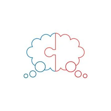 Vector icon concept of two pieces jigsaw puzzle thought bubble. Stock Illustration