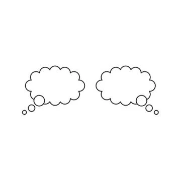 Vector icon concept of two thought bubbles. Black outline. Stock Illustration