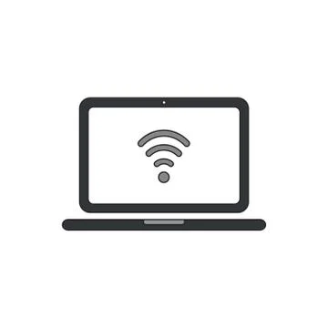 Vector icon concept of wifi symbol inside laptop computer. Stock Illustration