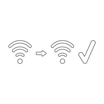 Vector icon concept of wifi symbol signal increase with check mark. 스톡 일러스트