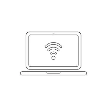 Vector icon concept of wifi symbol inside laptop computer. Stockillustratie
