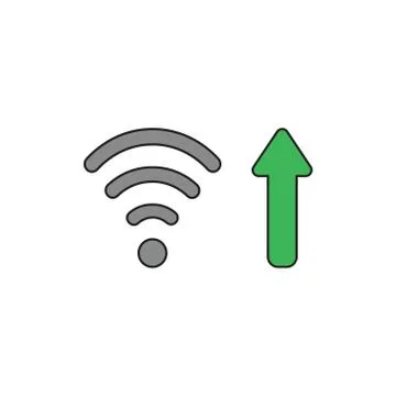 Vector icon concept of wifi wireless symbol with arrow moving up symbolizing  Stock Illustration