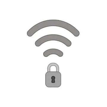 Vector icon concept of wireless symbol with closed padlock. Illustrazione stock
