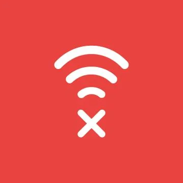 Vector icon concept of wireless wifi symbol with x mark on red background Illustrazione stock