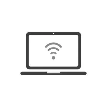 Vector icon concept of wireless wifi symbol inside laptop computer Stock Illustration