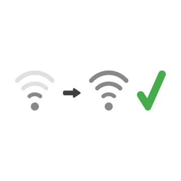 Vector icon concept of wireless wifi symbol signal increase with check mark 스톡 일러스트
