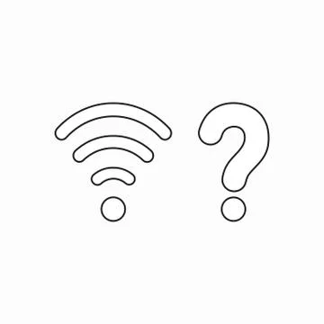 Vector icon concept of wireless wifi symbol with question mark. Illustrazione stock