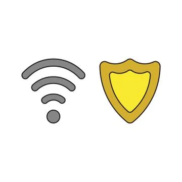 Vector icon concept of wireless wifi symbol with shield. Stock Illustration