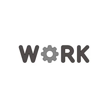 Vector icon concept of work word with gear. Stock Illustration