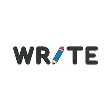 Vector icon concept of write word with pencil. 스톡 일러스트