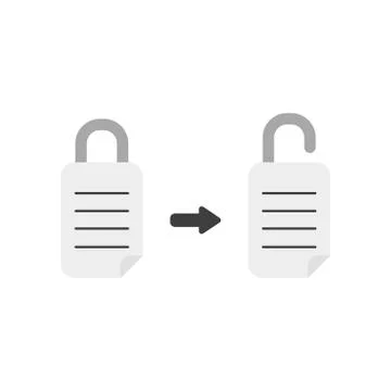 Vector icon concept of written paper padlocks, closed and opened Stock Illustration
