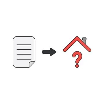 Vector icon concept of written paper and question mark under house roof. Stock Illustration