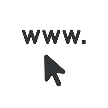 Vector icon concept of www. with mouse cursor. Illustrazione stock