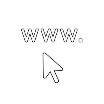 Vector icon concept of www. with mouse cursor. Illustrazione stock