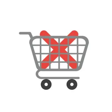 Vector icon concept of x mark inside shopping cart Stock-Illustration