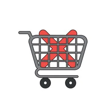 Vector icon concept of x mark inside shopping cart. Stock Illustration