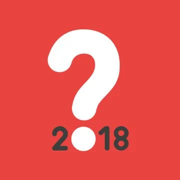 Vector icon concept of year of 2018 with question mark on red background Illustrazione stock