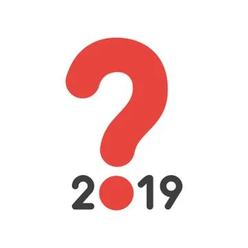 Vector icon concept of year of 2019 with question mark Stock Illustration