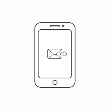 Vector icon concept of yellow closed envelope incoming mail inside smartphone Stock Illustration