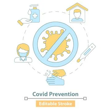 Vector Icon of Covid 19 Prevention Measures on White Background. Stock-Illustration