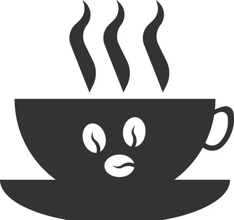 Vector icon of a cup with a coffee saucer for coffee. Stock Illustration