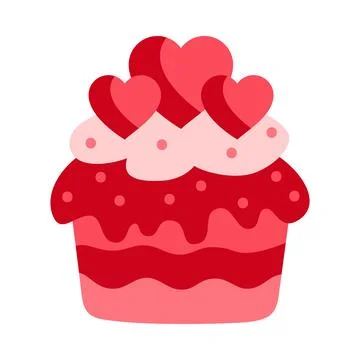 Vector icon of a cupcake with a heart. Valentines Day illustration. Stock Illustration