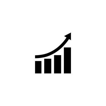 Vector icon depicting an upward bar graph with arrow, symbolizing growth Stock Illustration