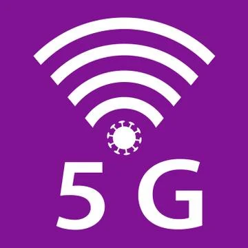 Vector Icon design of coronavirus 5g zone concept on violet background. Stock Illustration