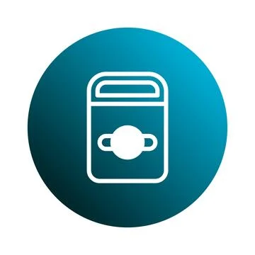 Vector icon design illustration of garbage can inside a circle on blue grad.. Stock Illustration