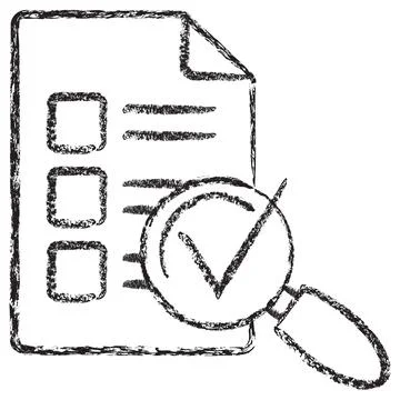 Vector icon of a document checklist under a magnifying glass Illustrazione stock
