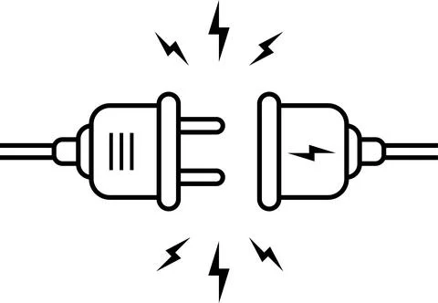 Vector icon of electric plug in as a concept connections Stock Illustration