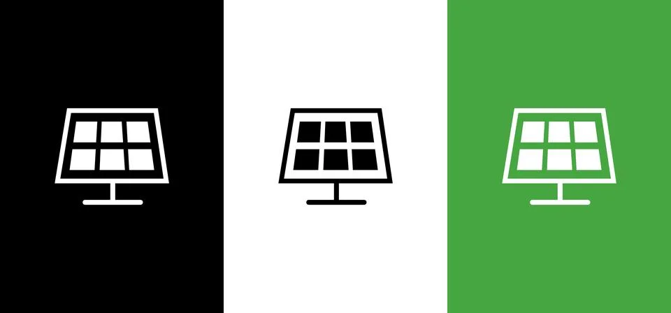 Vector icon of energy efficiency, solar panel. solar panel black icon Illustrazione stock