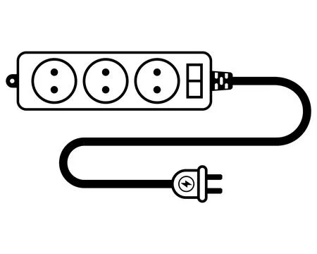 Vector icon of an extension cord for supplying electricity through a socket. Stock Illustration