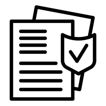 Vector icon featuring documents with a shield, representing legal defense or Stock Illustration