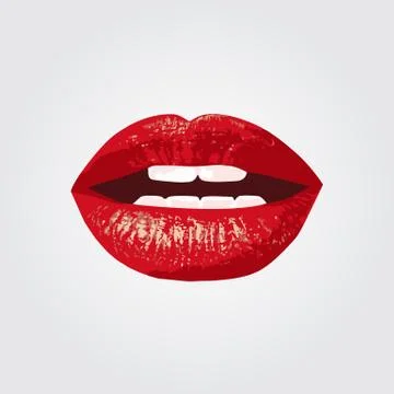 Vector icon of female open lips Stock Illustration