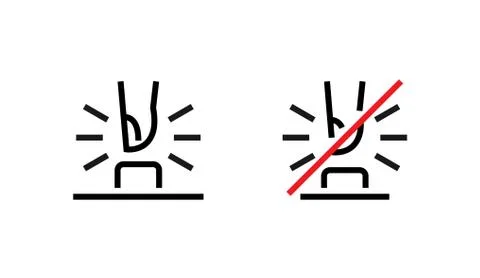 Vector icon. The finger push, presses the button. Side view. Editable line Stockillustratie