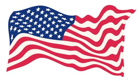 Vector icon of flag of USA for American Veterans day in retro style. Vector.. Stock Illustration