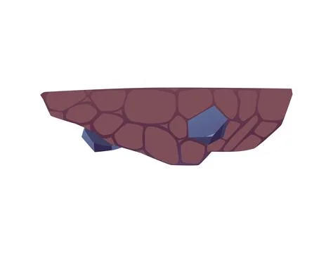 Vector icon with a flying island with a flat surface and cracks in the soil Stock Illustration