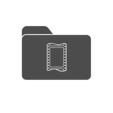 Vector icon of a folder with a movie or photo film. Symbol for storing videos Stock Illustration