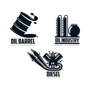Vector icon gasoline engine, oil refinery, barrel 스톡 일러스트