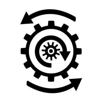 Vector icon of gears and circular arrows.  Stock Illustration