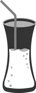 Vector icon of a glass of juice with a straw. Stock Illustration