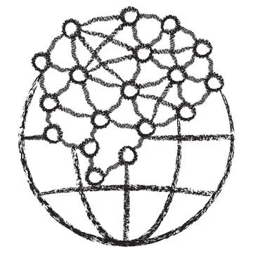 Vector icon of a global neural network brain over Earth Stock Illustration