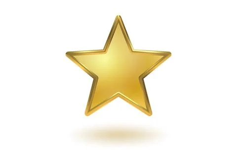 Vector icon of golden star on white background. Achievements for games or c.. Illustrazione stock