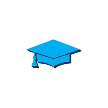 Vector icon graduation cap isometric. 3d sign isolated on white background. Stock Illustration