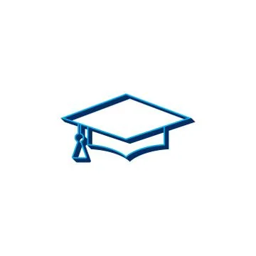 Vector icon graduation cap isometric. 3d sign isolated on white background. Stock Illustration