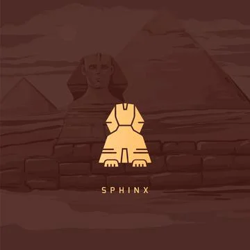 Vector icon of Great Sphinx of Giza isolated on the hand-drawn vector Stock Illustration